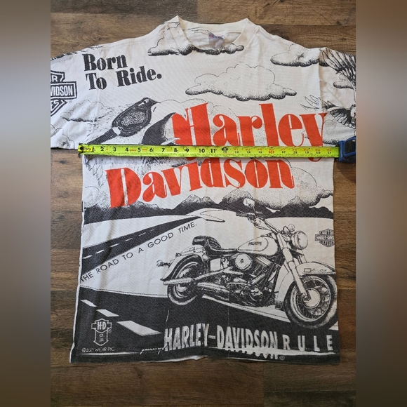 Harley Davidson Vintage 90's Men's Born To Ride All Over Print T-Shirt Size XL - Picture 5 of 10